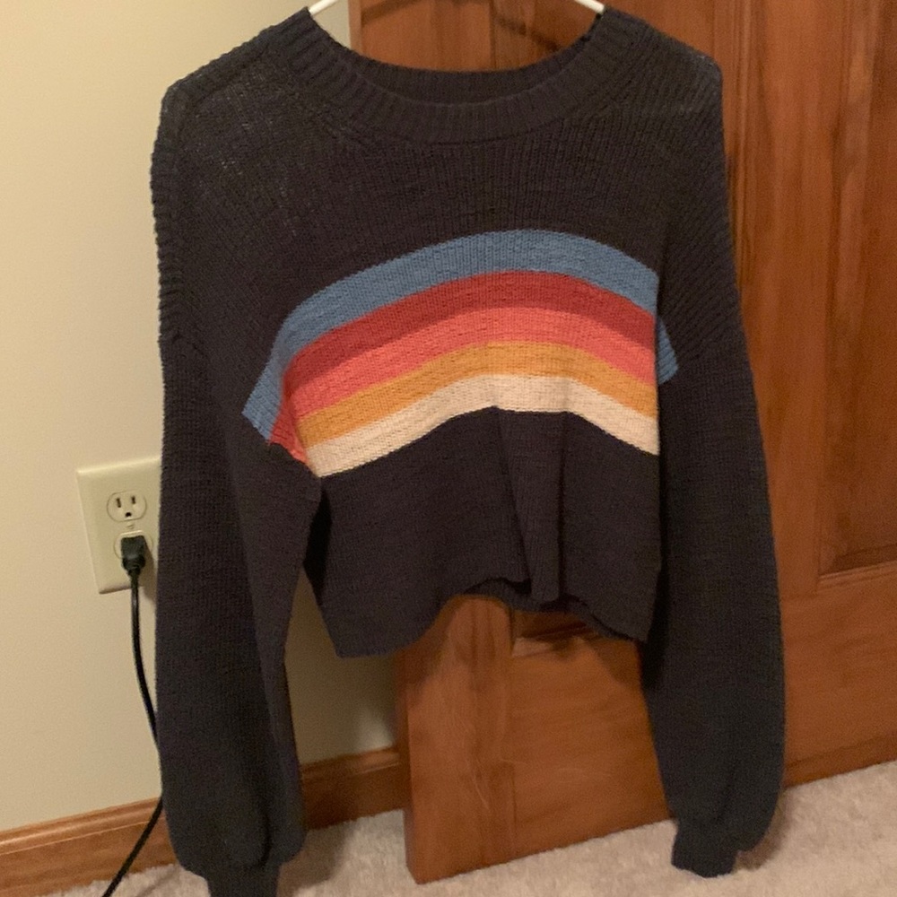 AE cropped rainbow sweater